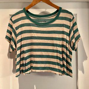 Free People Green and Cream Crop
